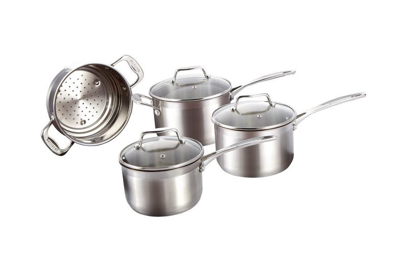 Baccarat iconiX stainless steel cookware set with glass lids