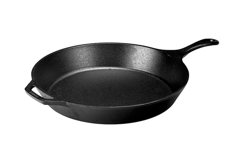 Lodge classic black cast iron skillet with a helper handle